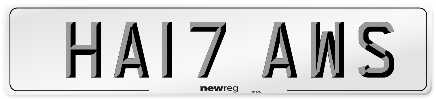 HA17 AWS Number Plate from New Reg
